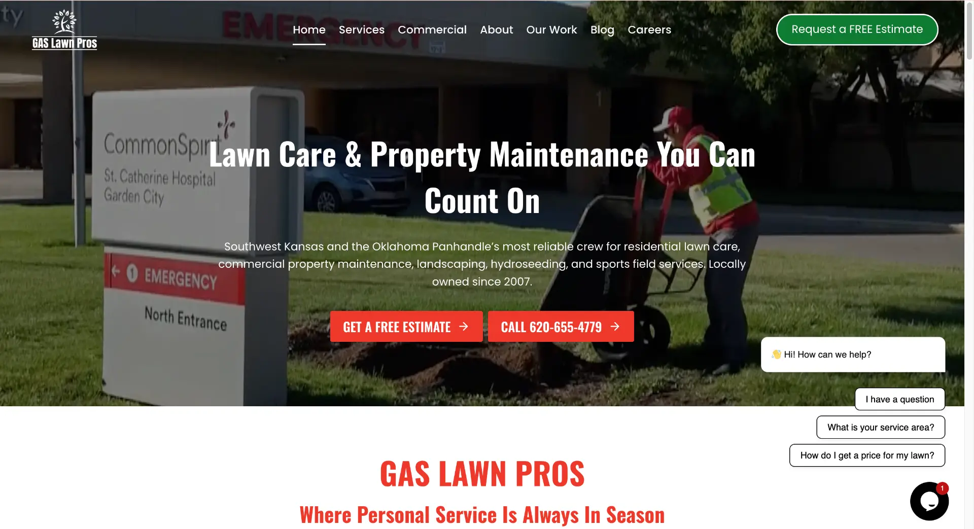 GAS Lawn Pros website built by Southwind Marketing