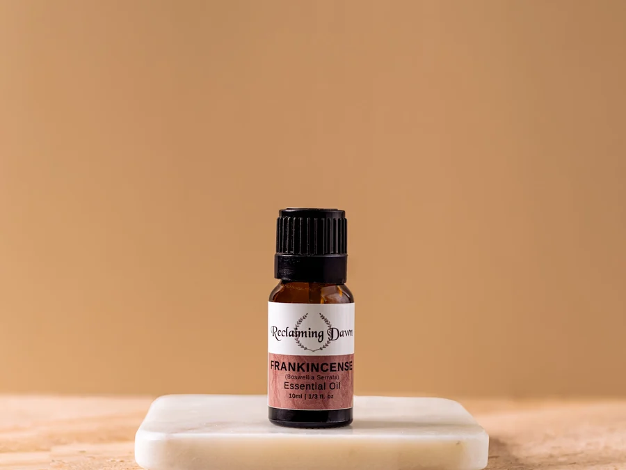 Reclaiming Dawn frankincense essential oil bottle