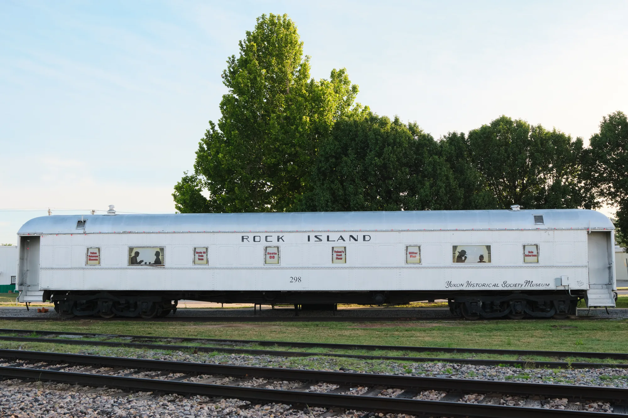 Restored Rock Island rail car on display in downtown Yukon, Oklahoma