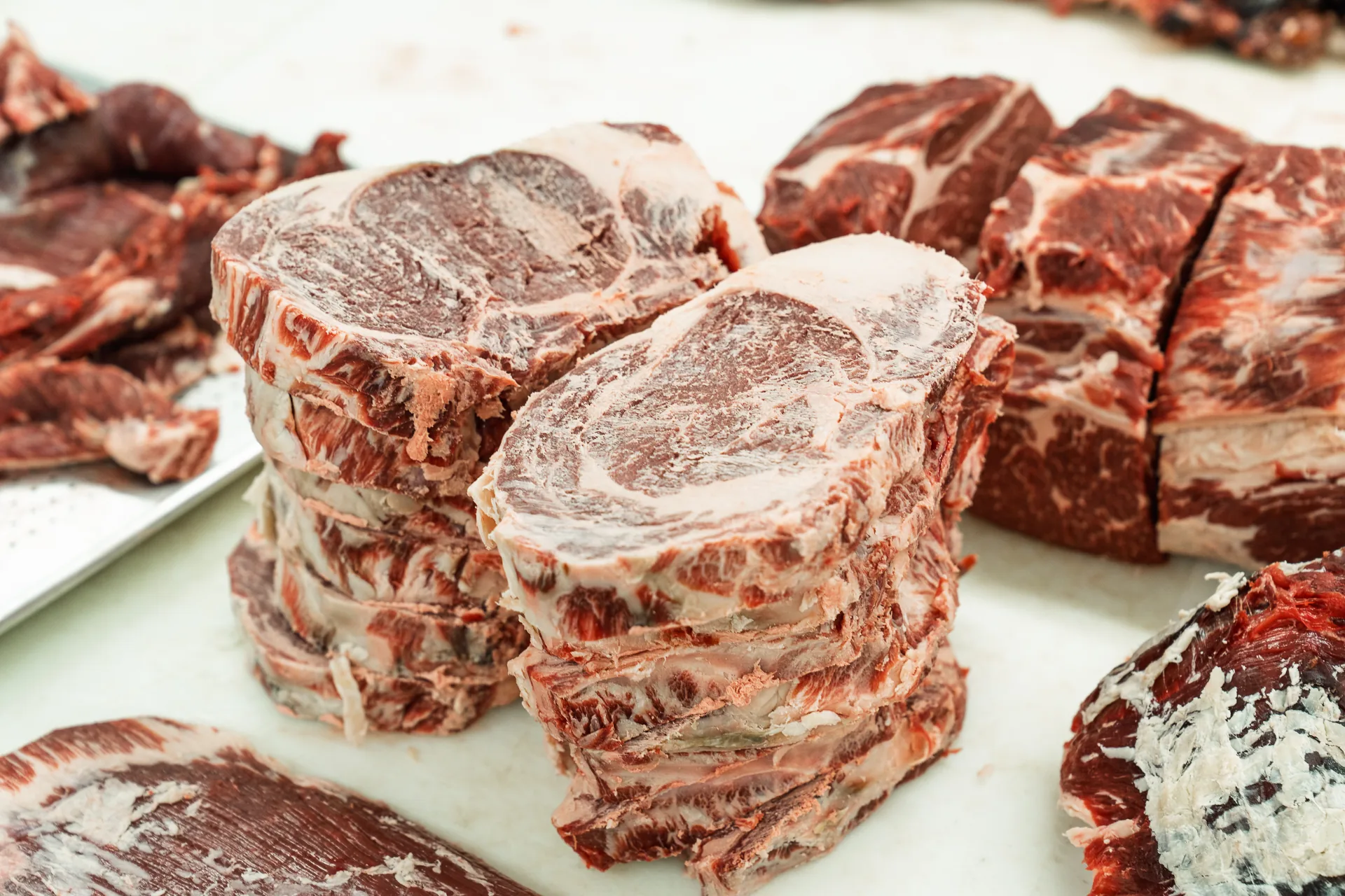 Fresh ribeye steaks cut and trayed at Hat Creek Butchery