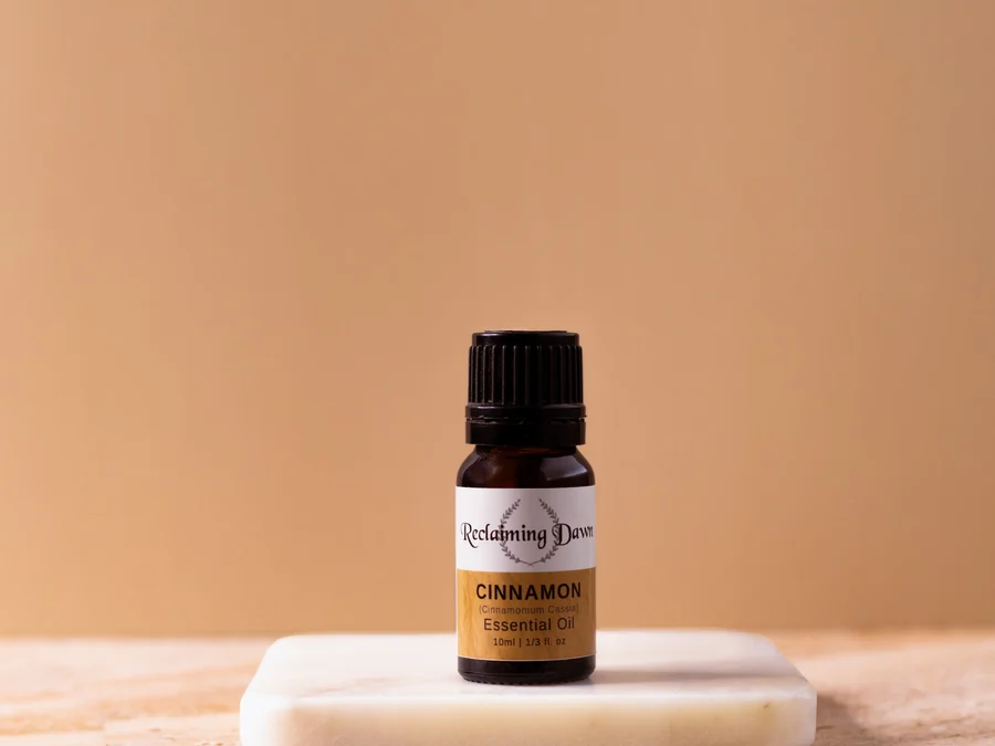 Reclaiming Dawn cinnamon essential oil bottle